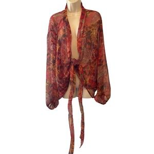 AndTheWhy Rust Oversized Paisley‎ Tie Front Top Large Pre-owned